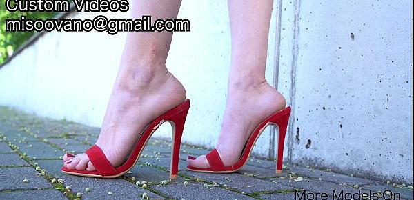  Sexy High Heels Teasing And Shoe Play In A Public Place